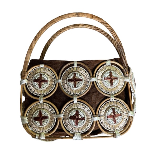 Vintage Handbags - Vintage Rafia Boho Chic‎ Top Handle Bag